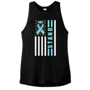 Sexual Assault Awareness Month USA American Flag Stand Ladies PosiCharge Tri-Blend Wicking Tank