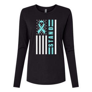 Sexual Assault Awareness Month USA American Flag Stand Womens Cotton Relaxed Long Sleeve T-Shirt