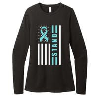 Sexual Assault Awareness Month USA American Flag Stand Womens CVC Long Sleeve Shirt