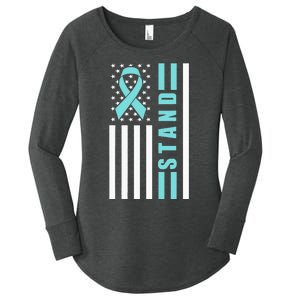 Sexual Assault Awareness Month USA American Flag Stand Women's Perfect Tri Tunic Long Sleeve Shirt