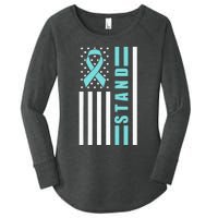 Sexual Assault Awareness Month USA American Flag Stand Women's Perfect Tri Tunic Long Sleeve Shirt