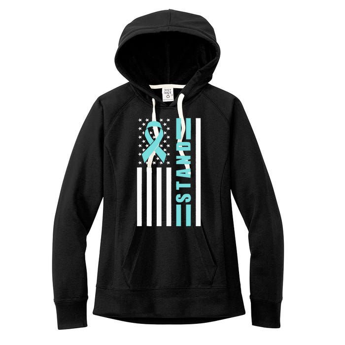 Sexual Assault Awareness Month USA American Flag Stand Women's Fleece Hoodie