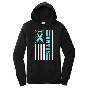 Sexual Assault Awareness Month USA American Flag Stand Women's Pullover Hoodie