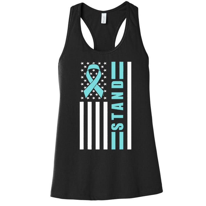 Sexual Assault Awareness Month USA American Flag Stand Women's Racerback Tank