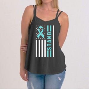 Sexual Assault Awareness Month USA American Flag Stand Women's Strappy Tank