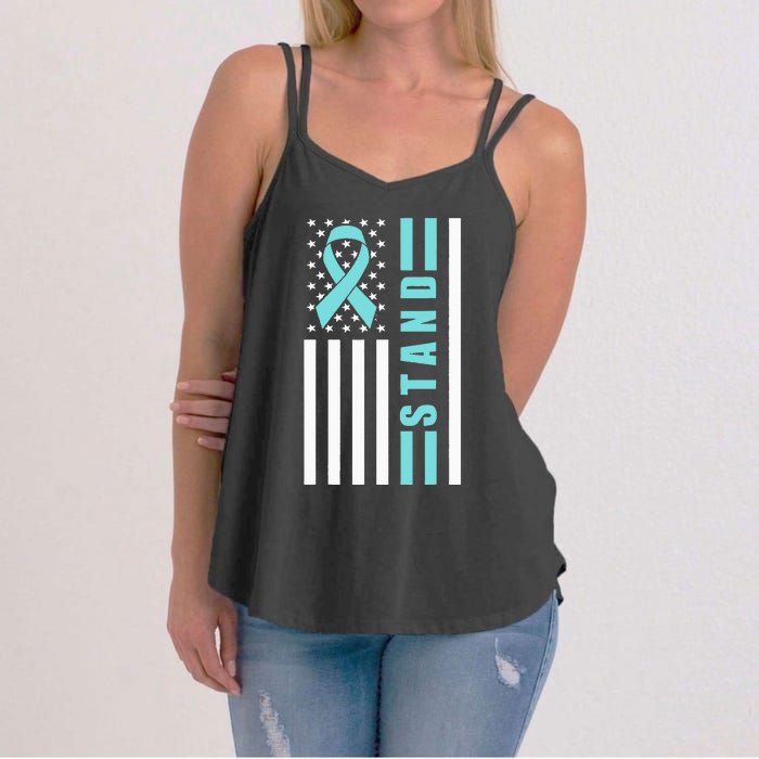 Sexual Assault Awareness Month USA American Flag Stand Women's Strappy Tank