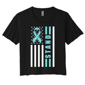 Sexual Assault Awareness Month USA American Flag Stand Women's Crop Top Tee