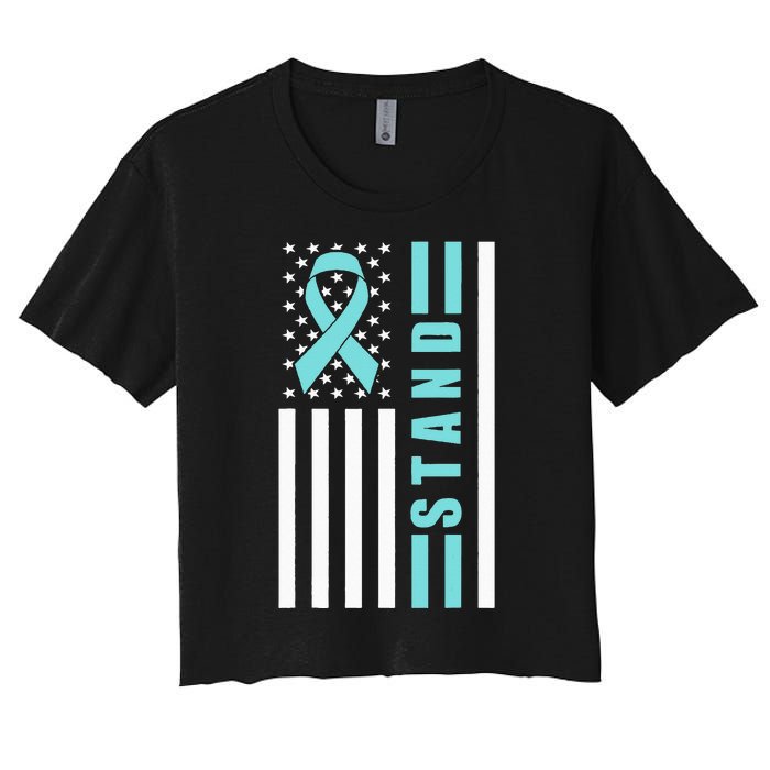 Sexual Assault Awareness Month USA American Flag Stand Women's Crop Top Tee