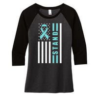 Sexual Assault Awareness Month USA American Flag Stand Women's Tri-Blend 3/4-Sleeve Raglan Shirt