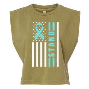 Sexual Assault Awareness Month USA American Flag Stand Garment-Dyed Women's Muscle Tee