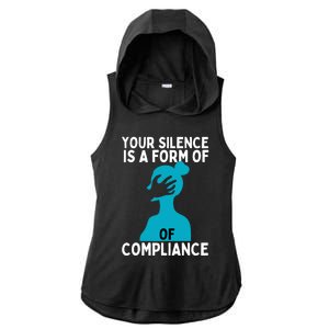 Sexual Abuse Awareness Teal Ribbon Sexual Assault Gift Ladies PosiCharge Tri-Blend Wicking Draft Hoodie Tank