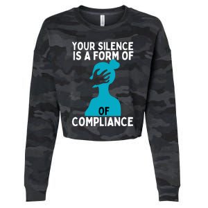 Sexual Abuse Awareness Teal Ribbon Sexual Assault Gift Cropped Pullover Crew