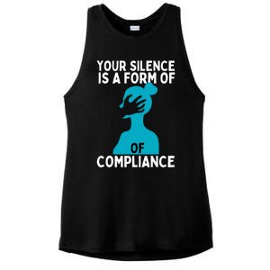 Sexual Abuse Awareness Teal Ribbon Sexual Assault Gift Ladies PosiCharge Tri-Blend Wicking Tank