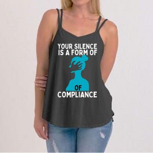 Sexual Abuse Awareness Teal Ribbon Sexual Assault Gift Women's Strappy Tank