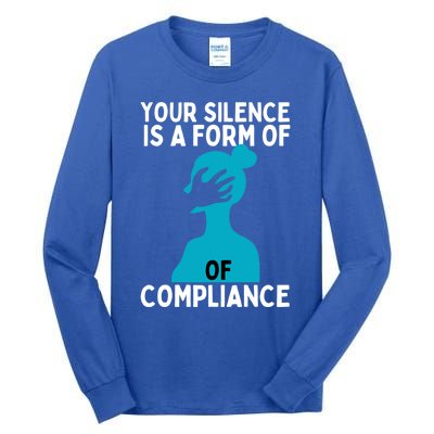 Sexual Abuse Awareness Teal Ribbon Sexual Assault Gift Tall Long Sleeve T-Shirt