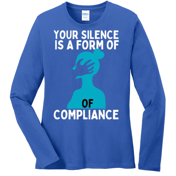 Sexual Abuse Awareness Teal Ribbon Sexual Assault Gift Ladies Long Sleeve Shirt