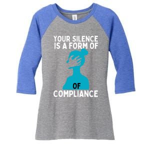 Sexual Abuse Awareness Teal Ribbon Sexual Assault Gift Women's Tri-Blend 3/4-Sleeve Raglan Shirt