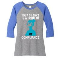 Sexual Abuse Awareness Teal Ribbon Sexual Assault Gift Women's Tri-Blend 3/4-Sleeve Raglan Shirt