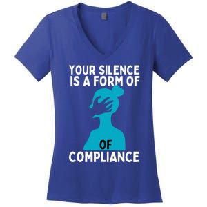 Sexual Abuse Awareness Teal Ribbon Sexual Assault Gift Women's V-Neck T-Shirt