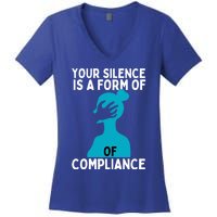 Sexual Abuse Awareness Teal Ribbon Sexual Assault Gift Women's V-Neck T-Shirt