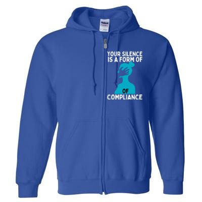 Sexual Abuse Awareness Teal Ribbon Sexual Assault Gift Full Zip Hoodie