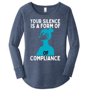 Sexual Abuse Awareness Teal Ribbon Sexual Assault Gift Women's Perfect Tri Tunic Long Sleeve Shirt