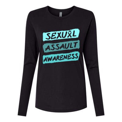 Sexual Assault Awareness Teal Ribbon Womens Cotton Relaxed Long Sleeve T-Shirt