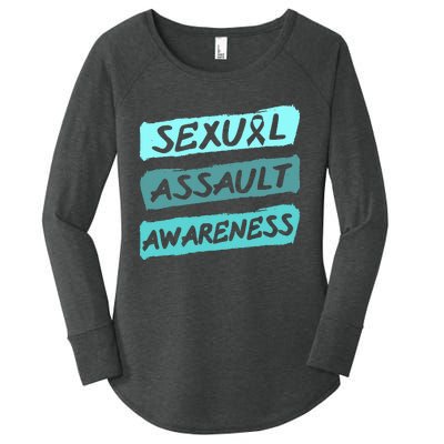 Sexual Assault Awareness Teal Ribbon Women's Perfect Tri Tunic Long Sleeve Shirt