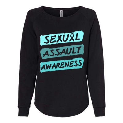 Sexual Assault Awareness Teal Ribbon Womens California Wash Sweatshirt