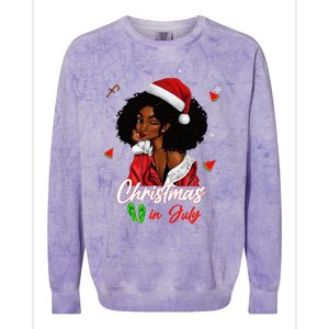 Santa African American Christmas in July Black Queen Colorblast Crewneck Sweatshirt