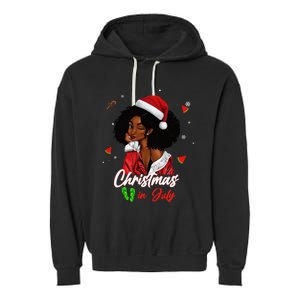 Santa African American Christmas in July Black Queen Garment-Dyed Fleece Hoodie