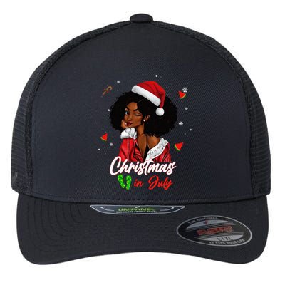 Santa African American Christmas in July Black Queen Flexfit Unipanel Trucker Cap