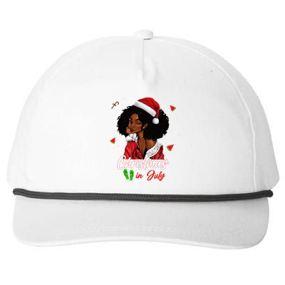 Santa African American Christmas in July Black Queen Snapback Five-Panel Rope Hat