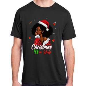 Santa African American Christmas in July Black Queen Adult ChromaSoft Performance T-Shirt