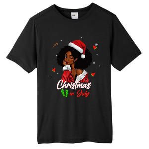 Santa African American Christmas in July Black Queen Tall Fusion ChromaSoft Performance T-Shirt