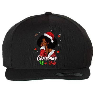 Santa African American Christmas in July Black Queen Wool Snapback Cap