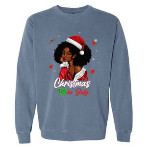 Santa African American Christmas in July Black Queen Garment-Dyed Sweatshirt