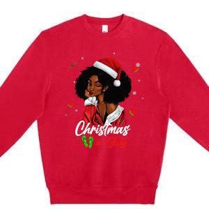 Santa African American Christmas in July Black Queen Premium Crewneck Sweatshirt