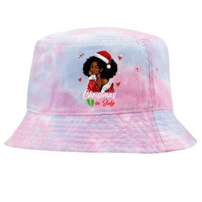 Santa African American Christmas in July Black Queen Tie-Dyed Bucket Hat