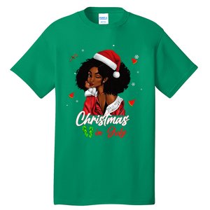 Santa African American Christmas in July Black Queen Tall T-Shirt