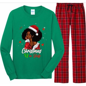 Santa African American Christmas in July Black Queen Long Sleeve Pajama Set