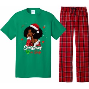 Santa African American Christmas in July Black Queen Pajama Set