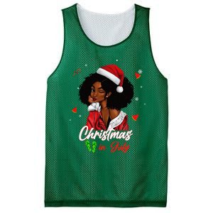 Santa African American Christmas in July Black Queen Mesh Reversible Basketball Jersey Tank