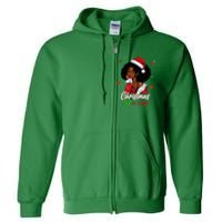 Santa African American Christmas in July Black Queen Full Zip Hoodie