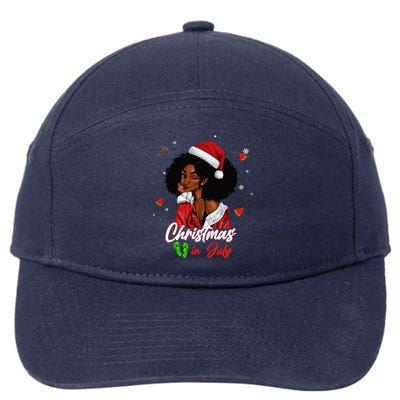 Santa African American Christmas in July Black Queen 7-Panel Snapback Hat