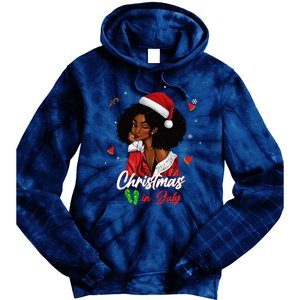 Santa African American Christmas in July Black Queen Tie Dye Hoodie