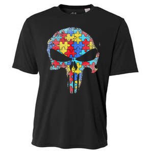 Skull Autism Awareness Tee Mom Dad Autism  Cooling Performance Crew T-Shirt