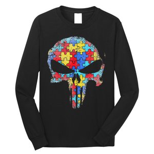 Skull Autism Awareness Tee Mom Dad Autism  Long Sleeve Shirt