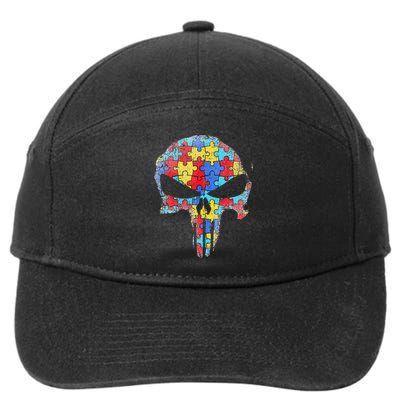 Skull Autism Awareness Tee Mom Dad Autism  7-Panel Snapback Hat