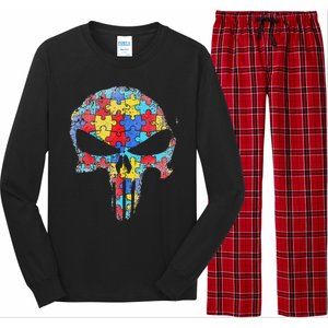 Skull Autism Awareness Tee Mom Dad Autism  Long Sleeve Pajama Set